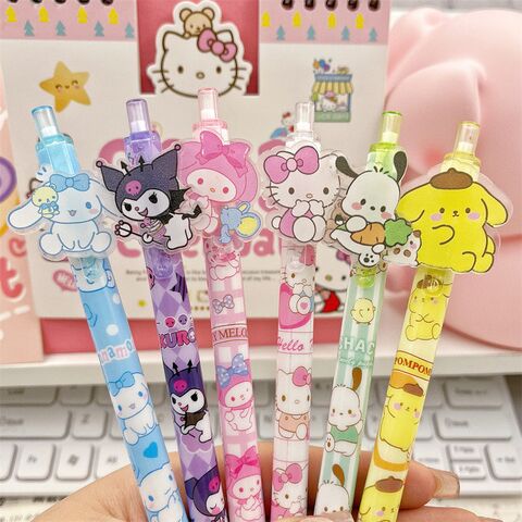 Гелевая ручка автоматическая с мультяшной накладкой Sanrio и др., пулевидный наконечник, 49 дизайнов