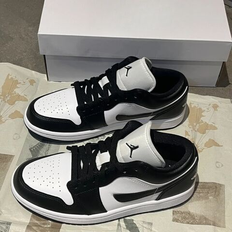 37° AJ1 Low Unisex Sneakers, Split Leather, Cushioning, Casual, Panda and Reverse Colorways