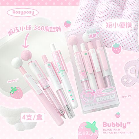 Короткие гелевые ручки Rosyposy Bubbly, 0,5 мм, наконечник CS, розовые или голубые