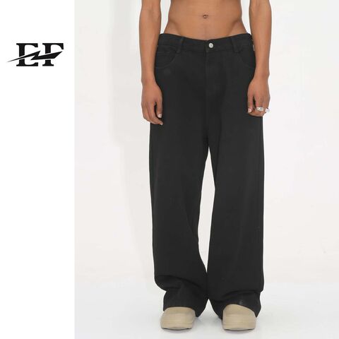 Джинсы мужские EF JEANS прямые свободные с резинкой сзади на поясе, корейский стиль
