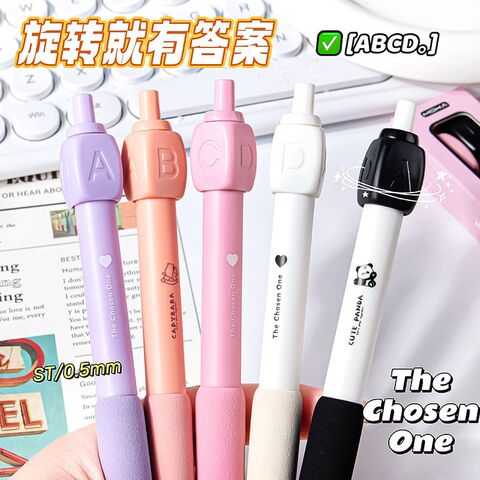 MOKA Answer Pen ABCD Spinning Fidget Gel Pen, Retractable, ST Tip 0.5 mm, Black Ink
