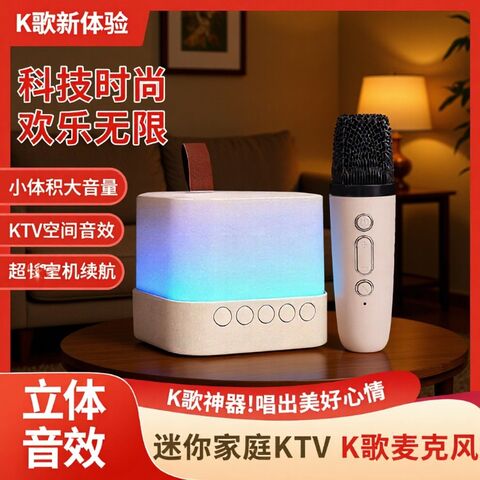 Караоке Bluetooth-колонка Tianzhiyin Y27 с микрофоном, 8 Вт, 7 режимов подсветки, зарядка Type-C