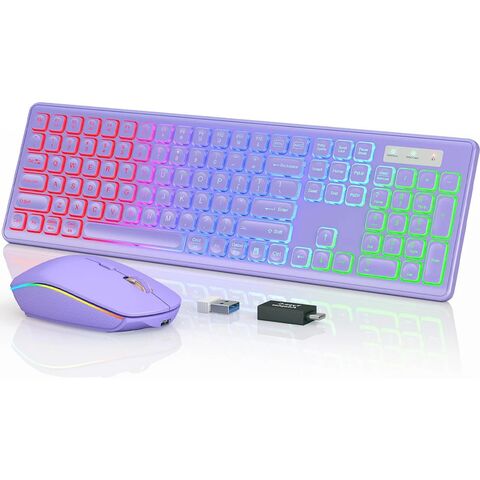 Беспроводной комплект клавиатура и мышь JOMAA с RGB-подсветкой, 2,4 ГГц, аккумуляторный, эргономичный