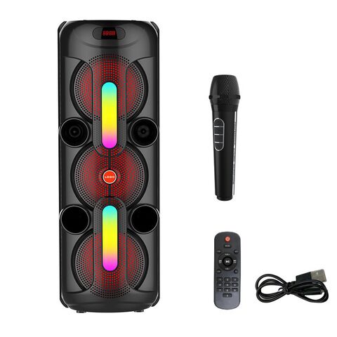 Караоке-колонка ABS-8301 с Bluetooth, 3 динамика по 8", 120 Вт, огненная подсветка, беспроводной микрофон