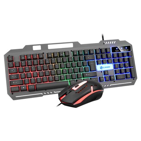 Проводной комплект клавиатура и мышь Limeide T25/K25 с металлической панелью и подсветкой, USB