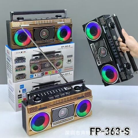 Ретро-радиоприёмник FP-363-S с Bluetooth-колонкой и солнечной панелью, FM/AM/SW, 2 динамика, RGB-подсветка