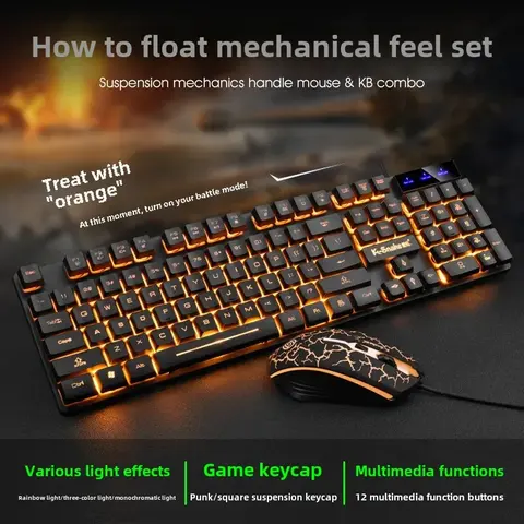 Проводной игровой комплект клавиатура и мышь Viper KM320, парящие клавиши, подсветка, USB
