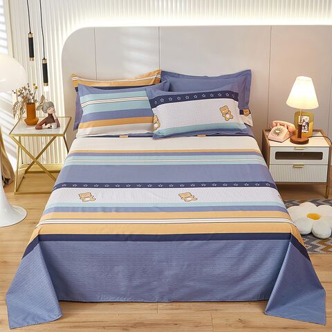 Qiandie 100% Cotton Bed Sheet, 60S, 133×72 Density, Printed, Single and Double, with Pillowcases