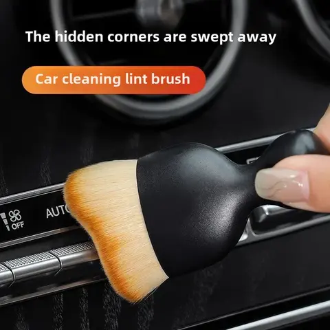 Qishu car interior detailing brush, soft nanofiber bristles, for gaps and air vents, 10 cm
