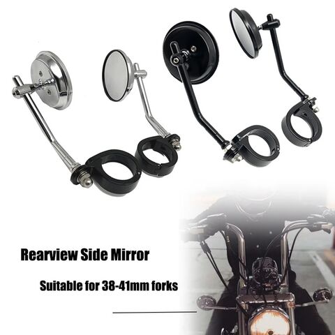 CF J-581 retro round motorcycle rearview mirror, extendable, clamp-on handlebar mount