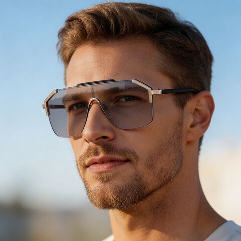 Мужские солнцезащитные очки Kajila, большая полуободковая металлическая оправа, защита UV400