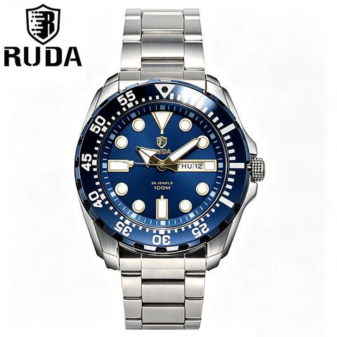 Мужские кварцевые часы RUDA R8606G, календарь и день недели, люминесцентные стрелки, 30 м, 45 мм
