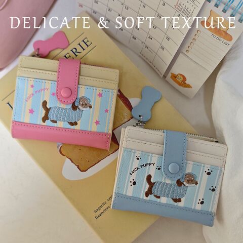 Women's dachshund coin purse and card holder G30348, cartoon design, with chain, water-resistant