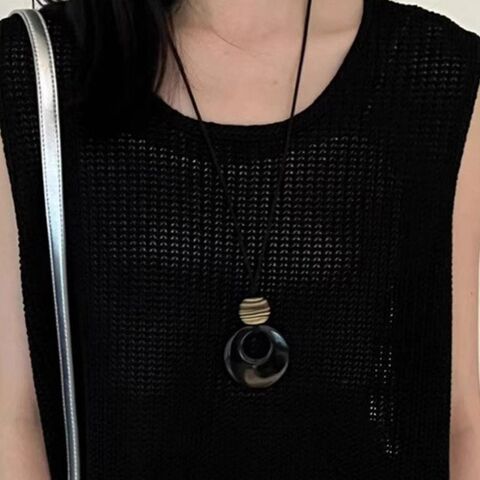 Длинное колье Kaitin Jewelry на шнуре с подвеской-кольцом пинкоу из агата, новый китайский стиль, от 81 см
