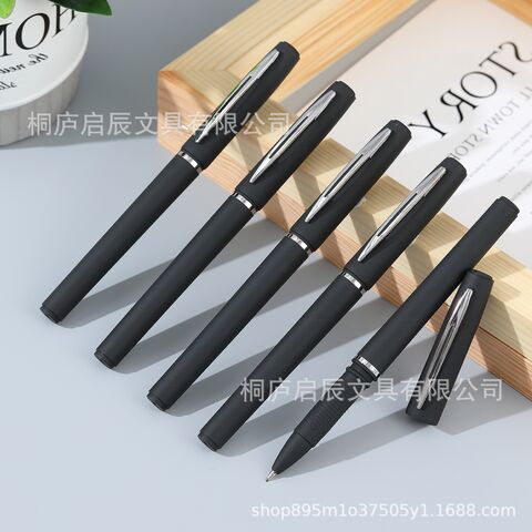 QC102 Gel Pen, Black Ink, 0.5 mm Tip, Rubber-Coated ABS Barrel, 14 cm