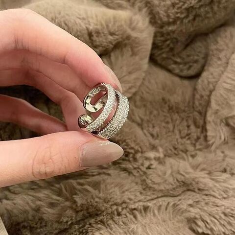 Кольцо FRIDAY JEWELRY на указательный палец с цирконами, открытое регулируемое, медь, ретро-стиль