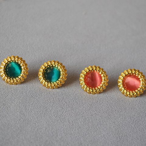 Серьги-гвоздики Miya Sophia Jewelry в винтажном стиле, витая позолоченная оправа с камнем, серебро 925