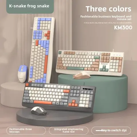 Проводной комплект клавиатура и мышь Viper KM300, USB, 1600 dpi, цветной дизайн, для ПК и ноутбука