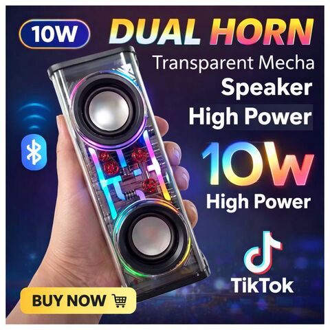 Мини Bluetooth-колонка V8 в прозрачном корпусе, 2 динамика, RGB-подсветка, Bluetooth 5.3, Type-C