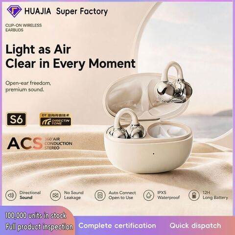 Clip-On Earbuds, Bluetooth 5.4 Wireless, Open-Ear Design