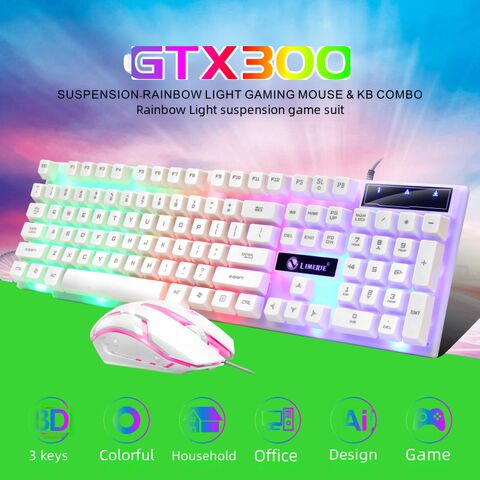 Игровой комплект клавиатура и мышь Limei GTX300 с подсветкой, механическое ощущение, проводной