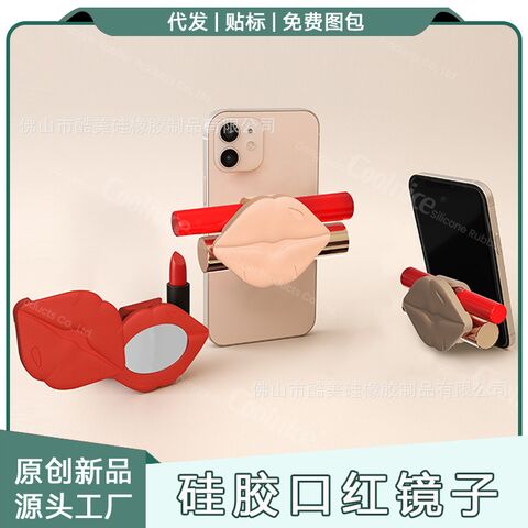 Silicone Lipstick Holder with Mirror and Phone Stand