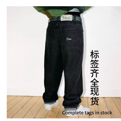 Джинсы Dime Baggy мужские прямые свободные с вышивкой, низкая посадка, хлопок