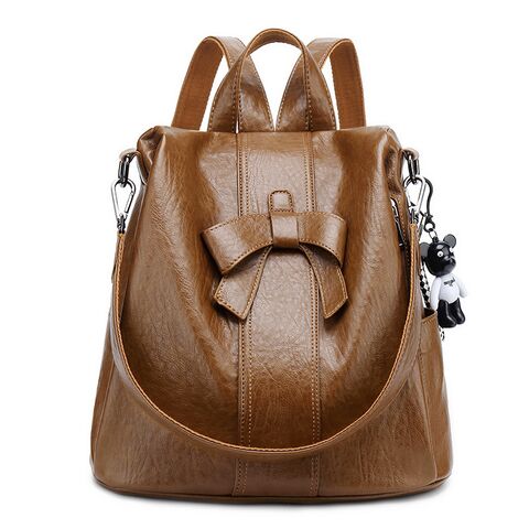 CAZRMKN&KALVN Anti-Theft Women's Backpack with Bow, for School and Everyday Use