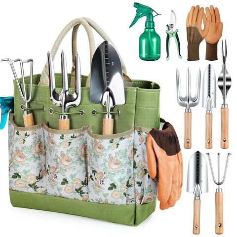 Garden Tool Set, Stainless Steel/Aluminum Alloy, 9 Pieces
