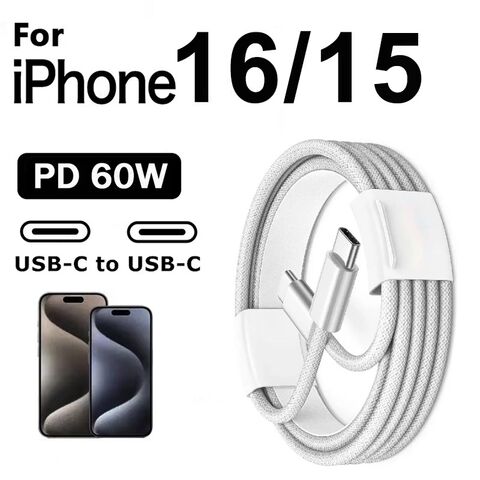 60W USB-C to USB-C Cable for iPhone 16, Fast Charging, Braided, 1m