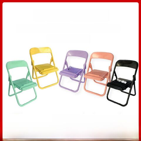 Foldable Chair-Shaped Phone Stand, Macaron Pastel Colors, Plastic (PP)
