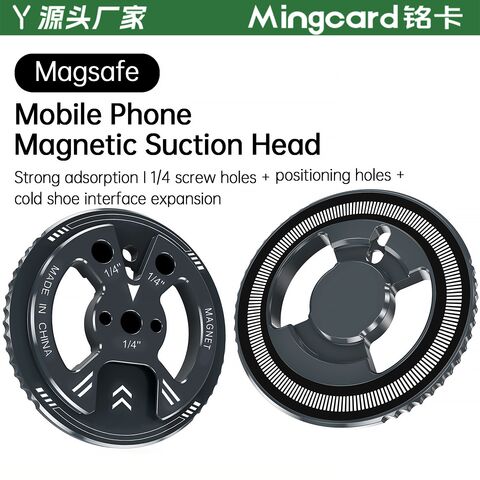 Mingcard C8F Magnetic Phone Mount Base, 1/4-inch Screw and Cold Shoe Mount, Aluminum Alloy