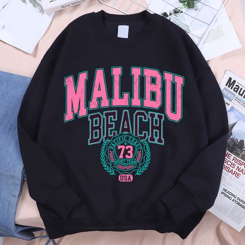Толстовка с принтом «Malibu Beach USA 73», свободный крой, унисекс, полиэстер, XS–XXXL