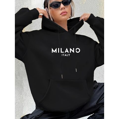 Худи hookonyou женское с принтом Milano Italy, на флисе