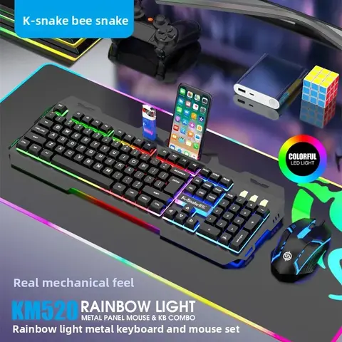Комплект клавиатура и мышь Viper KM520 с металлической подсветкой, USB
