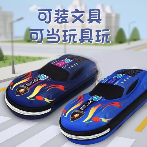 Youlehu racing car EVA pencil case, zippered, with pen holder, for boys