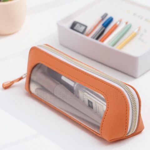 Transparent PVC Pencil Case with Window, Zipper, Korean Style, for Students