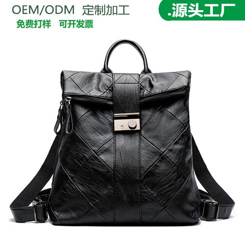CAZRMKN&KALVN Women's Genuine Leather Backpack, Embossed, Anti-Theft
