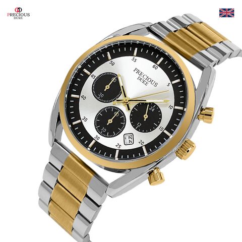 Мужские кварцевые часы Precious Duke 8108 с тремя декоративными подциферблатами, сталь, 42 мм