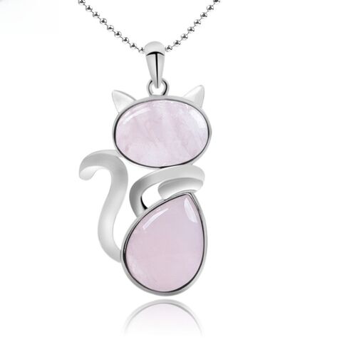 Колье CSJA Jewelry с подвеской-кошечкой из натурального камня