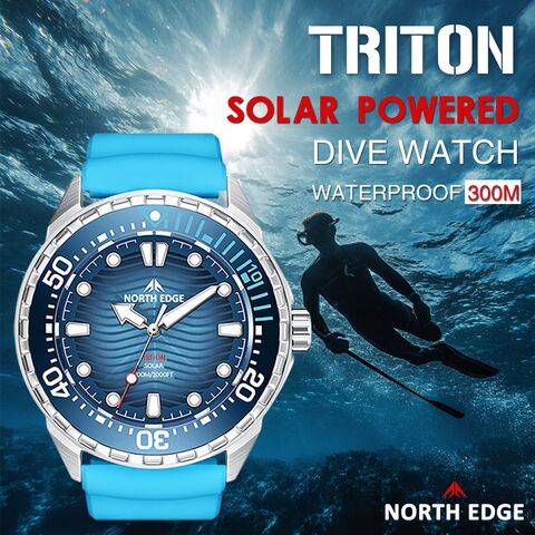 Часы наручные NORTH EDGE TRITON дайверские, солнечная батарея, сталь 316L, 300 м