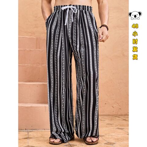 Women's geometric print elastic-waist straight pants, model A 99122