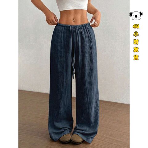 Women's loose solid-color wide-leg loungewear pants, model J 92979