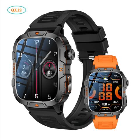 QX12 Smartwatch with Flashlight, Swim-Proof, Heart Rate and SpO2 Monitor, 1.96-inch Screen