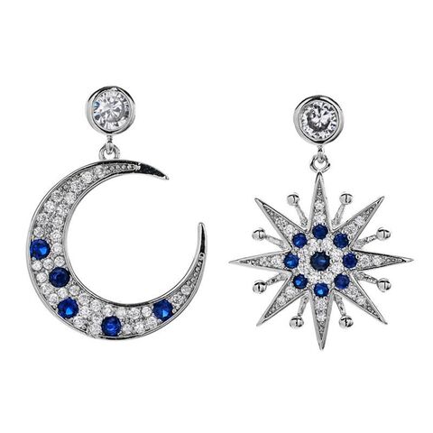Серьги женские Tsunami Jewelry Company, луна и звезда, циркон, позолота
