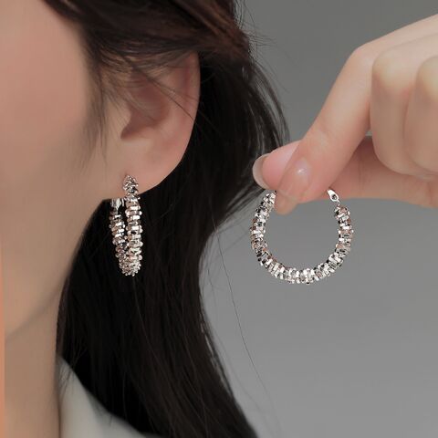 Irregular Crushed Silver Style Earrings, Minimalist, Versatile