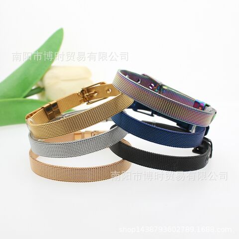 Adjustable Stainless Steel Mesh Bracelet, Multiple Sizes and Colors