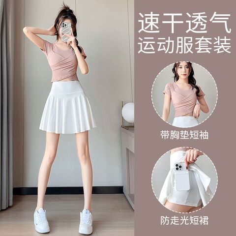 Aimengniao Women's Badminton and Tennis Sports Suit, Pleated Skirt, for Yoga and Running