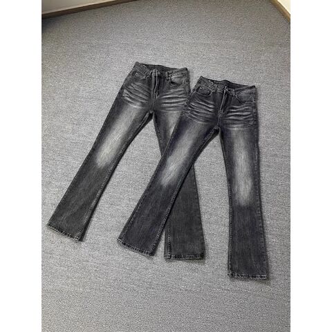 Men's Cleanfit Jeans, Black-Gray Texture, Slight Flare, Slimming Fit, Casual