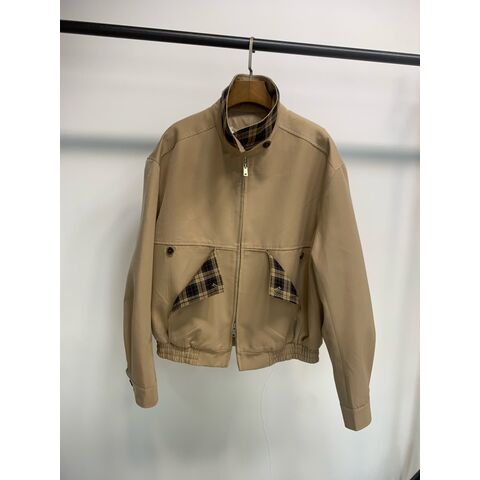 Women's Workwear-Style Jacket, Plaid Lining, Lapel Collar